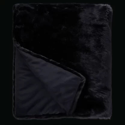 Boreal Black Wolf Faux Fur Throw