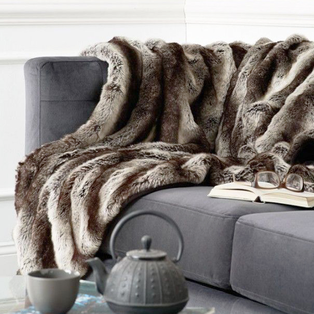 Mountain Grey Wolf Faux Fur Throw | Fenrir Throws